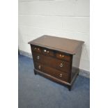 A STAG MINSTREL CHEST OF FIVE DRAWERS, width 82cm x depth 46cm x height 72cm