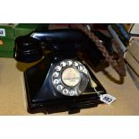 A BLACK BAKELITE GPO PYRAMID TELEPHONE, type 234 with pull out drawer front, and type 164 handset,