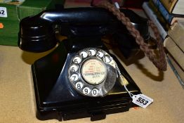 A BLACK BAKELITE GPO PYRAMID TELEPHONE, type 234 with pull out drawer front, and type 164 handset,
