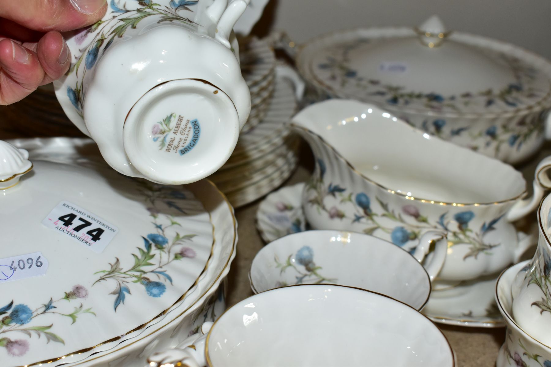 A ROYAL ALBERT 'BRIGADOON' PART DINNER SET, comprising of two covered tureens, sauceboat and - Image 5 of 5