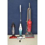 A HOOVER 91LA1764-51 along with a Coopers vacuum cleaner and a Clarsen G259 (missing pole) (all