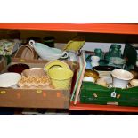 THREE BOXES OF SYLVAC CERAMICS AND FALCON WARE, to include over twenty planters, vases and dishes, a