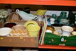 THREE BOXES OF SYLVAC CERAMICS AND FALCON WARE, to include over twenty planters, vases and dishes, a