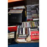 THREE BOXES OF LP RECORDS, 12 INCH SINGLES AND CDS ETC, mostly from the 1960s through to the 1980s