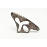 A DANISH SILVER 'GEORG JENSEN' BROOCH, abstract openwork brooch, fitted with a brooch pin, signed to