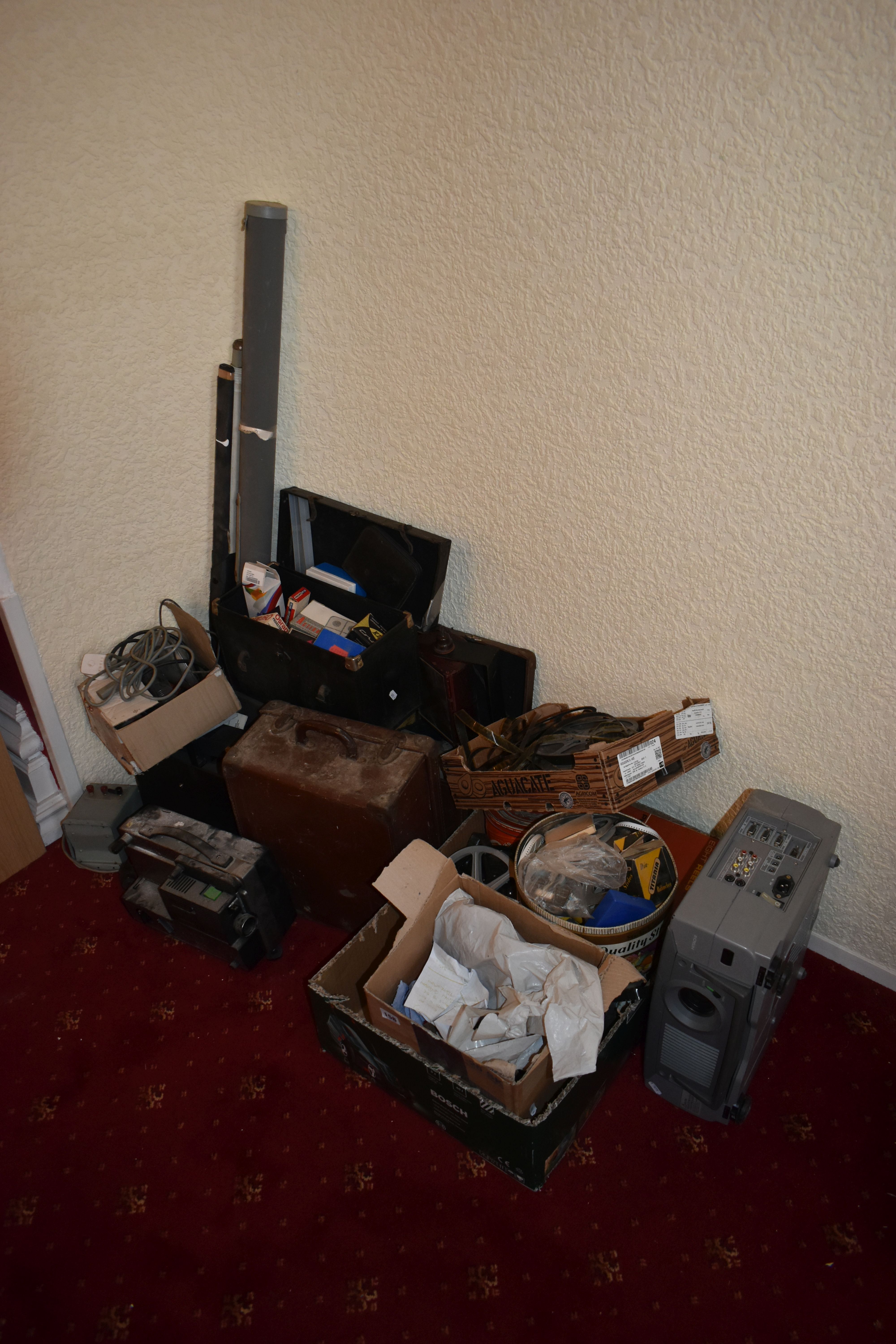 A COLLECTION OF CINE PROJECTORS, FILMS AND REELS including Eumig, Specto, Hanimex and a Hitachi