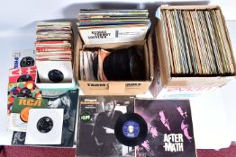 THREE TRAYS CONTAINING LPs, 78s AND OVER ONE HUNDRED AND SIXTY SINGLES including Aftermath, Paint it