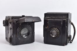 A DALMEYER QUARTER PLATE FOLDING BOX CAMERA Badged Dallmeyer to front and lens and another similar