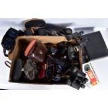 A TRAY CONTAINING SEVENTEEN PAIRS OF BINOCULARS from makers such as Aquilus, Liebermann and Gortz,