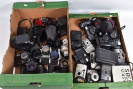 TWO TRAYS CONTAINING PENTAX CAMERAS AND EQUIPMENT comprising of a ME ( incomplete), a ME Super