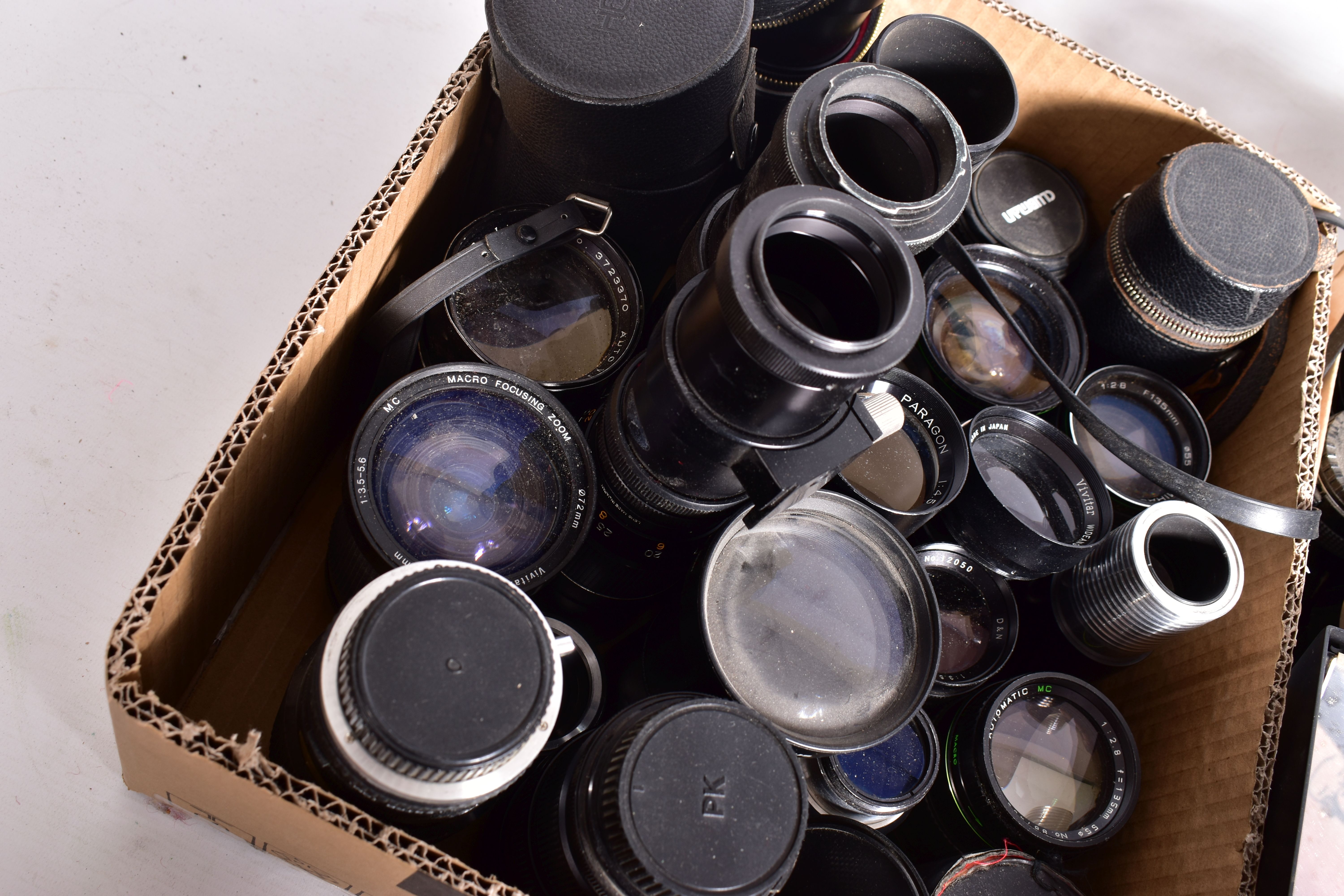 TWO TRAYS OF CAMERA LENSES by makers such as Tamron, Sigma, Soligor, Vivitar etc of various fittings - Image 3 of 6