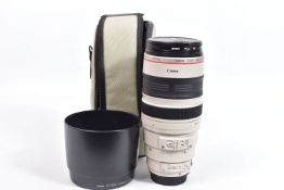 A CANON EF L IS ULTRASONIC 100-400mm ZOOM LENS f 4.5 with ET-83C hood and padded bag