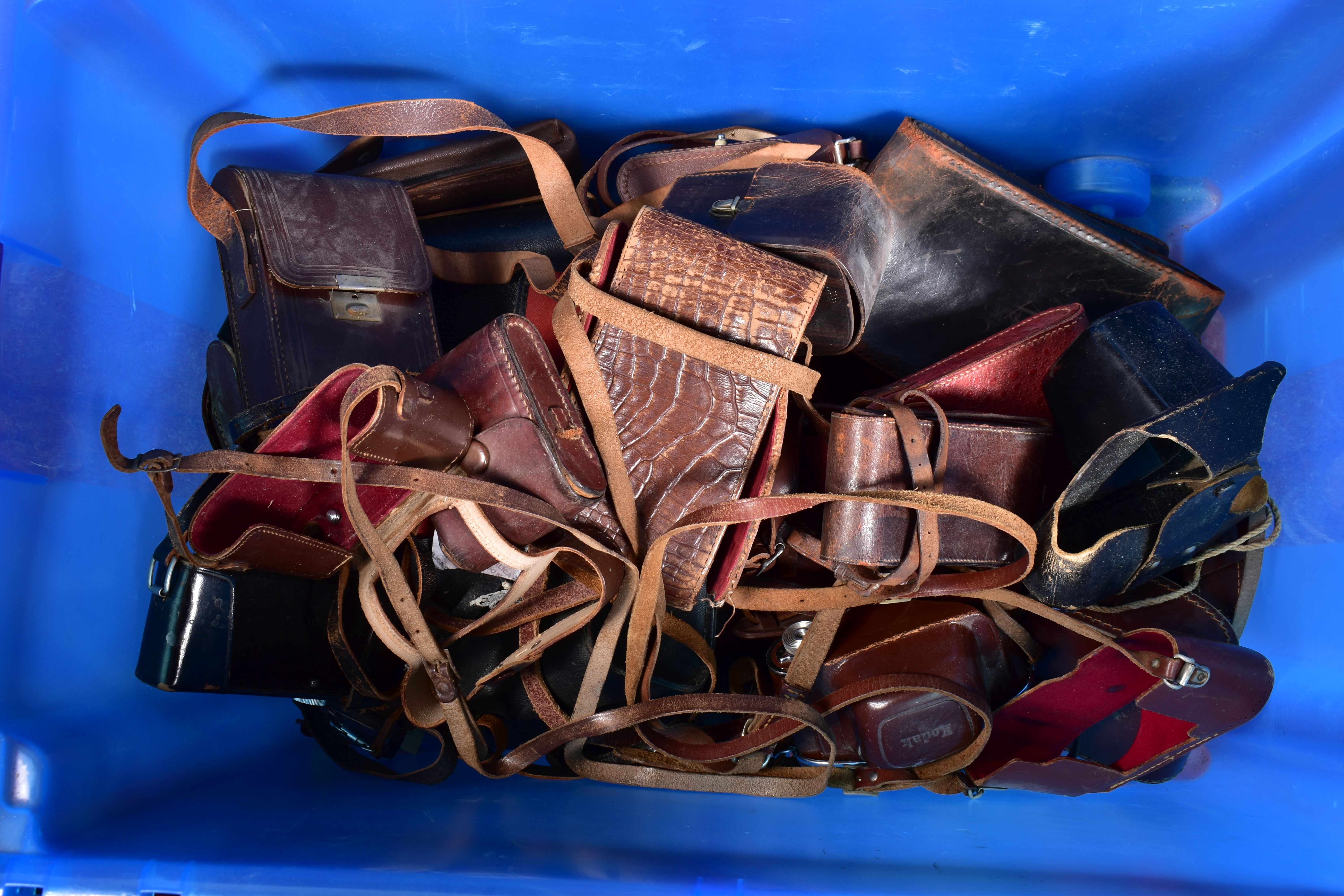 A TRAY CONTAINING A QUANTITY OF LEATHER CAMERA CASES by Zeiss Ikon, FED, Zorki, Braun, etc - Image 5 of 5