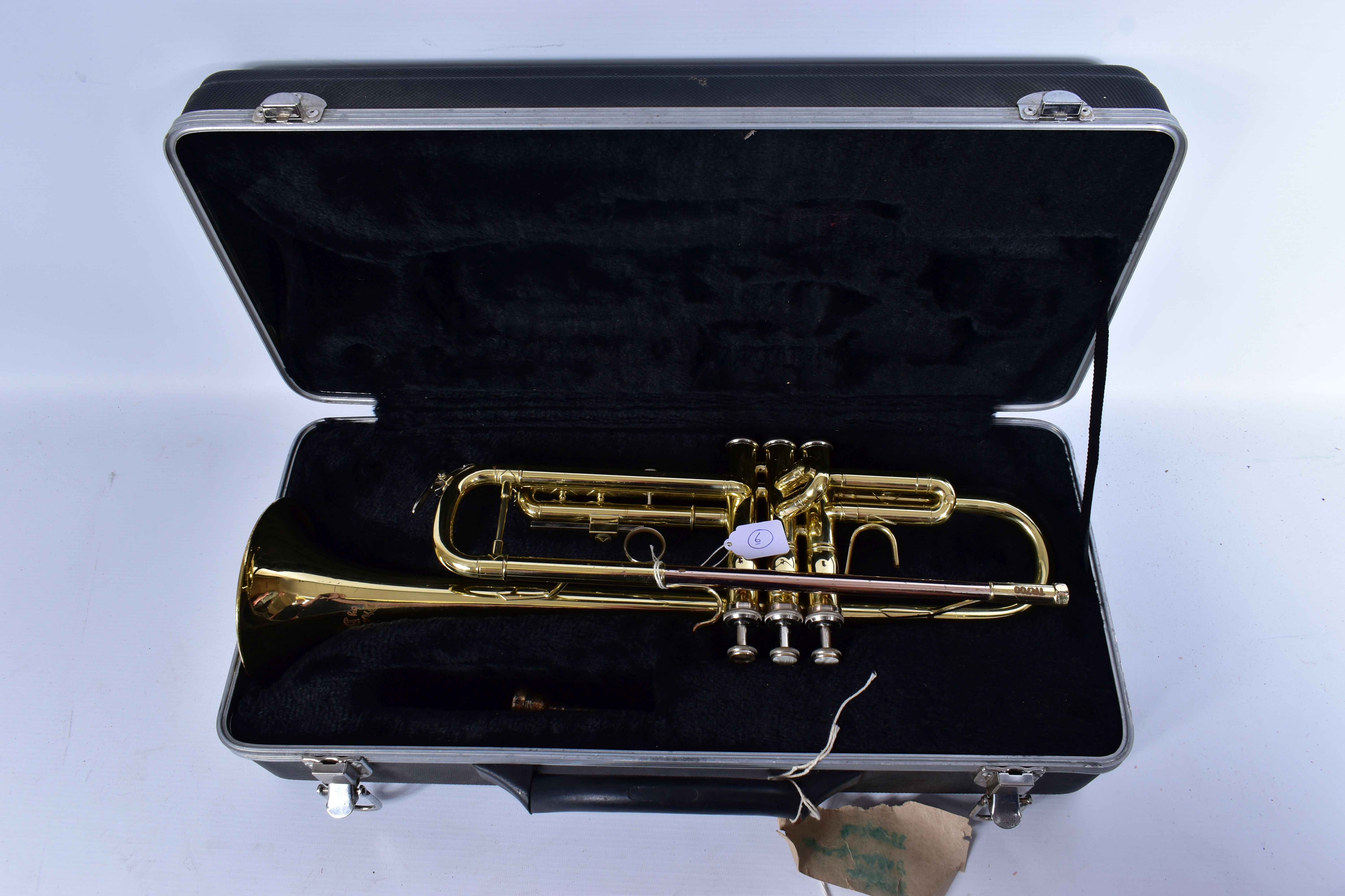 A PRELUDE BY BACH BRASS COLOURED CORNET Serial no AD17506004 with mouthpiece and case ( one valve - Image 4 of 5