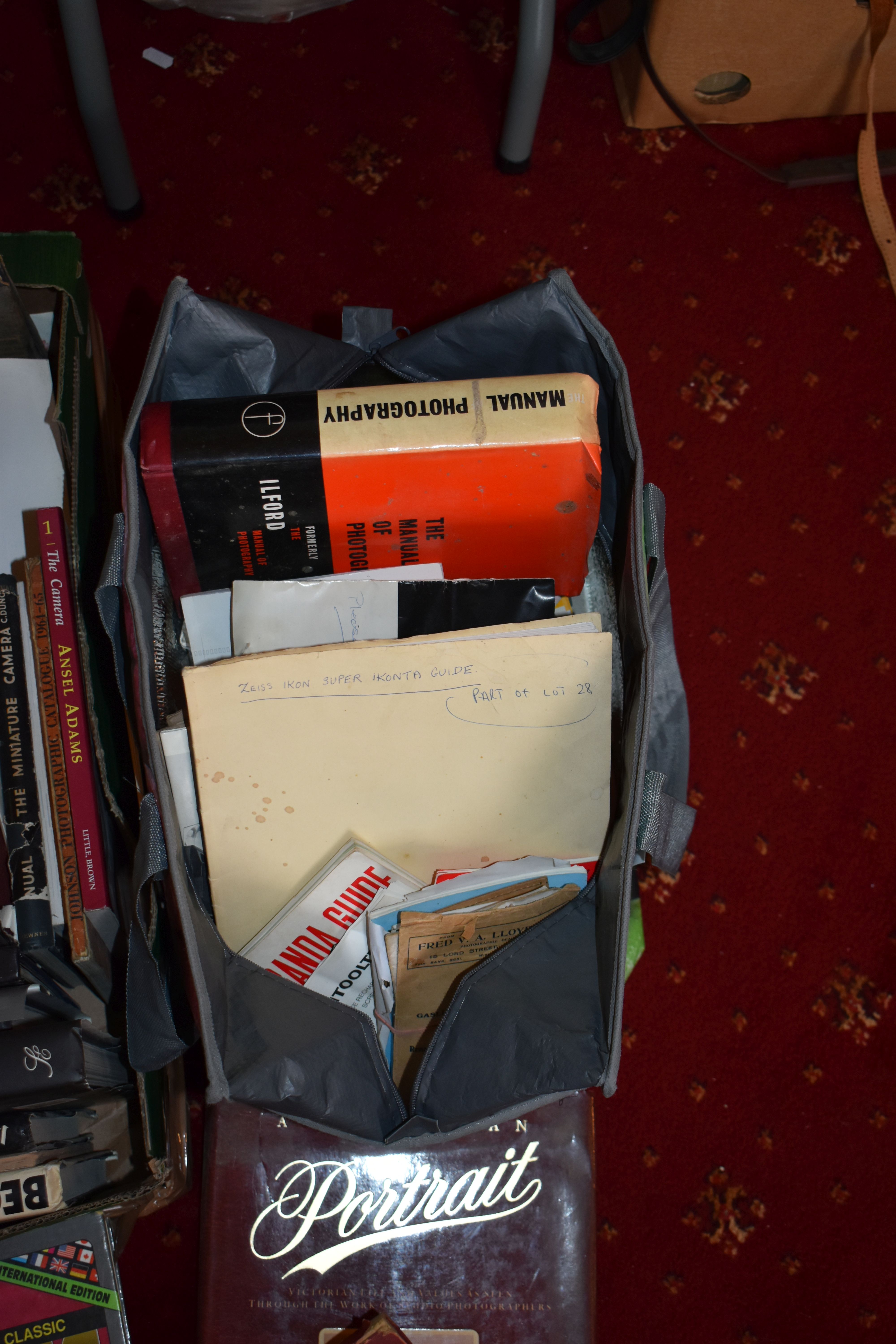 THREE TRAYS AND TWO BAGS CONTAINING BOOKS AND MANUALS on the subject of photography and cameras - Image 5 of 5