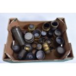 NINETEEN VINTAGE FIELD CAMERA LENSES of various sizes and fitting, mostly brass bodied, mostly no
