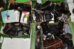 THREE TRAYS CONTAINING CANON CAMERAS AND LENSES including an EOS 1n film SLR body, a Demi, a Demi C,