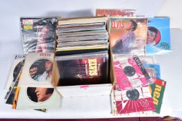 A TRAY CONTAINING EIGHTY LPsOF ROCK N ROLL MUSIC FROM THE 50s including twenty by Elvis Presley