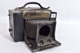 A GRAFLEX 3A FOLDING BOX CAMERA, 3 1/2x 5 1/2in plate no lens or shutter assembly( some covering