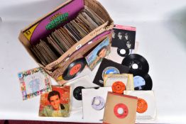 A TRAY CONTAINING APPROX ONE HUNDRED AND EIGHTY SINGLES artists include T Rex, The Rolling Stones,