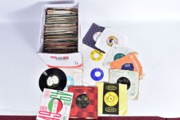 A TRAY CONTAINING APPROX ONE HUNDRED AND THIRTY SINGLES by artists such as The Rolling Stones,