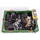 A TRAY CONTAINING NIKON CAMERAS AND EQUIPMENT including a FM, a F60, a F401, a F801, two Nuvis S (
