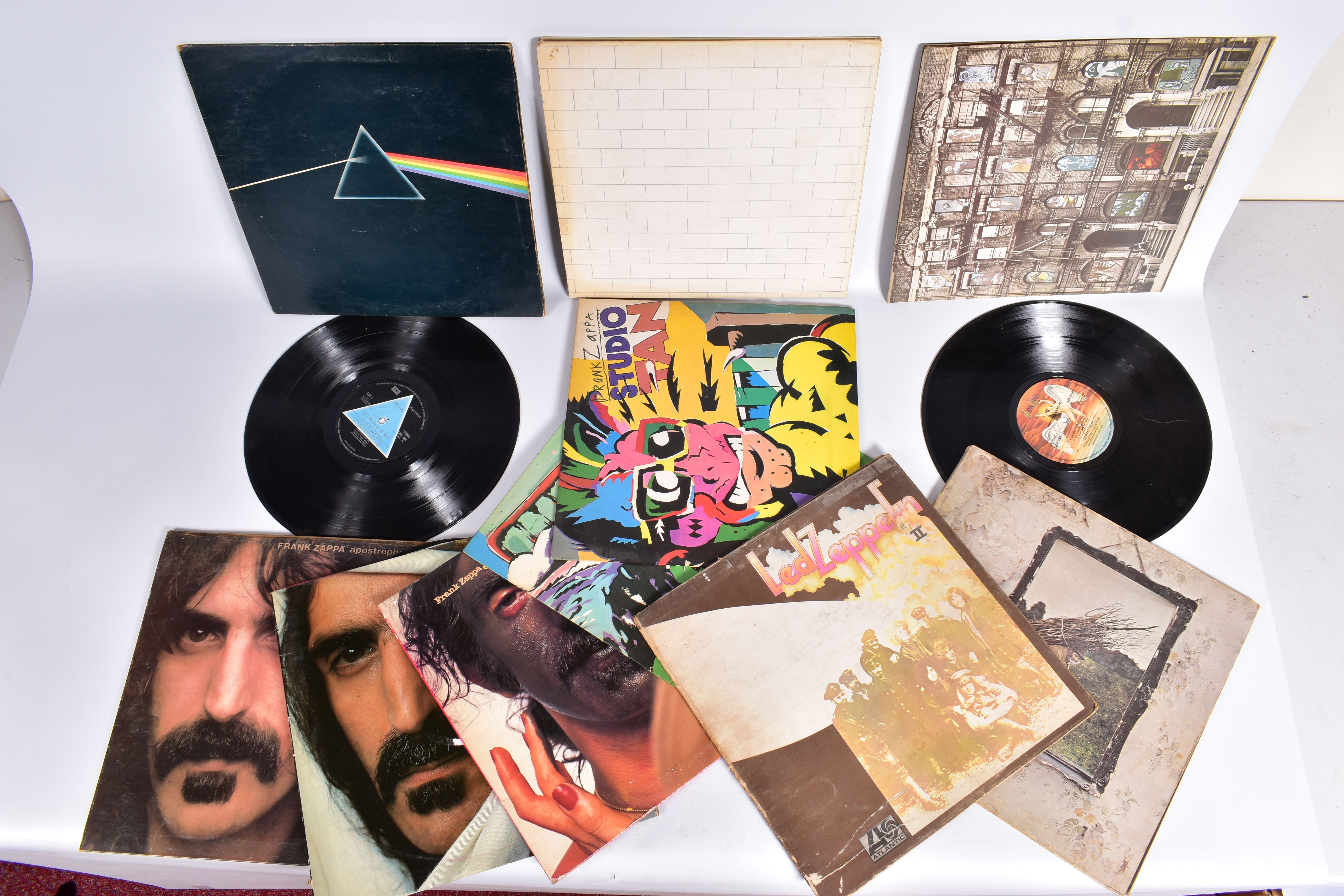 TEN LPs BY PINK FLOYD, LED ZEPPELIN AND FRANK ZAPPA, comprising of a first edition of Darkside of