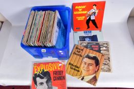 A TRAY CONTAINING APPROX SIXTY LPs FROM 1950s artists include Cliff Richard, Fats Domino, Jerry