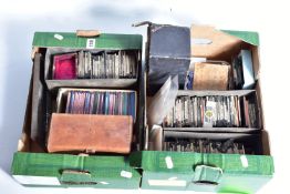 TWO TRAYS CONTAINING A QUANTITY OF MAGIC LANTERN SLIDES including a box mark V&A collection. some