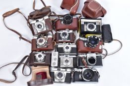 A COLLECTION OF THIRTEEN VINTAGE SLR CAMERAS BY WIRGIN and Iloca comprising of a Edixa-Mat Reflex