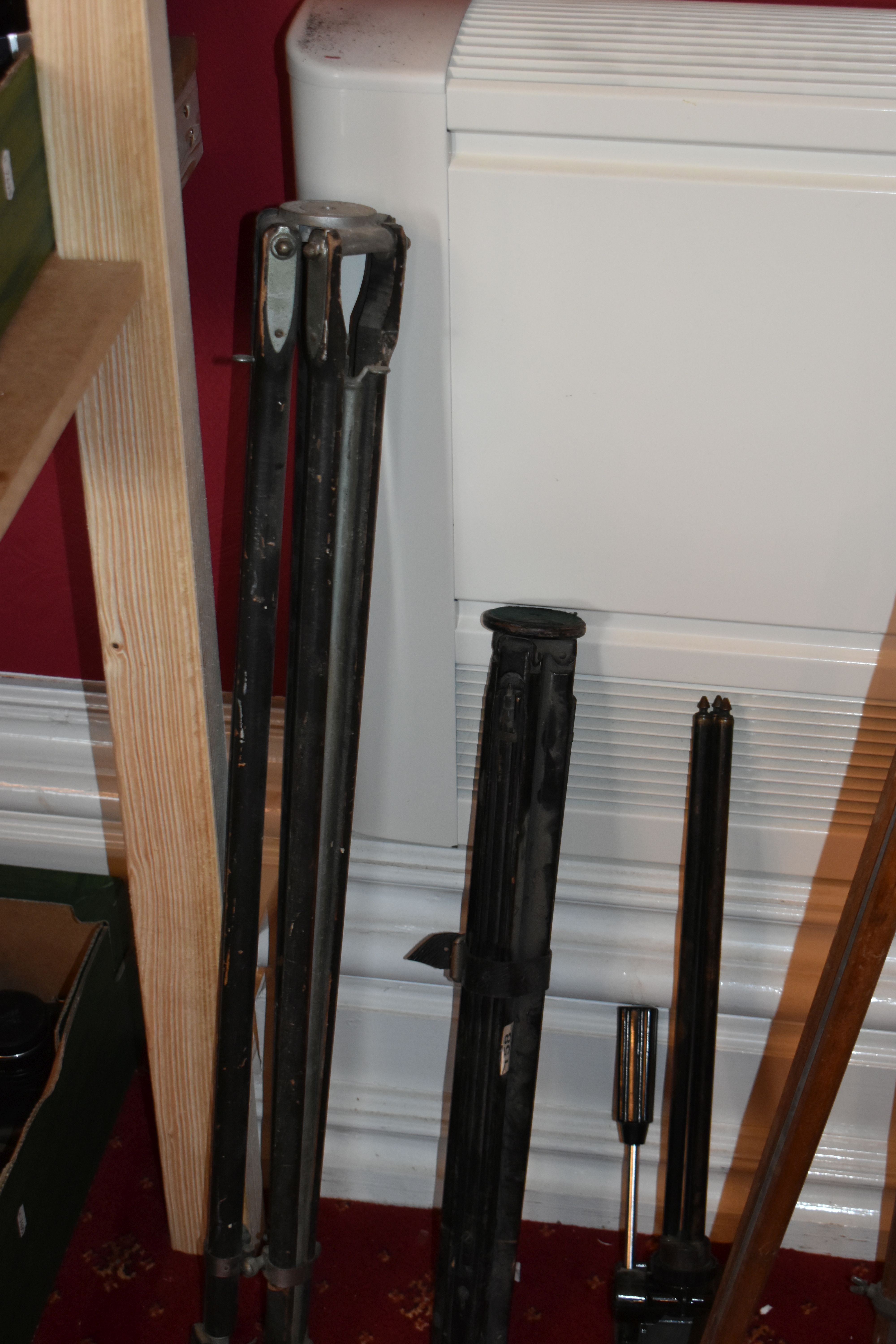 FOUR VINTAGE CAMERA TRIPODS AND A LAMP including a Craig Thalhamme, an MPP wooden etc - Image 3 of 3