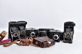 SIX FOLDING CAMERAS BY GB KERSHAW including three Ravens, two 450 and a King Penguin