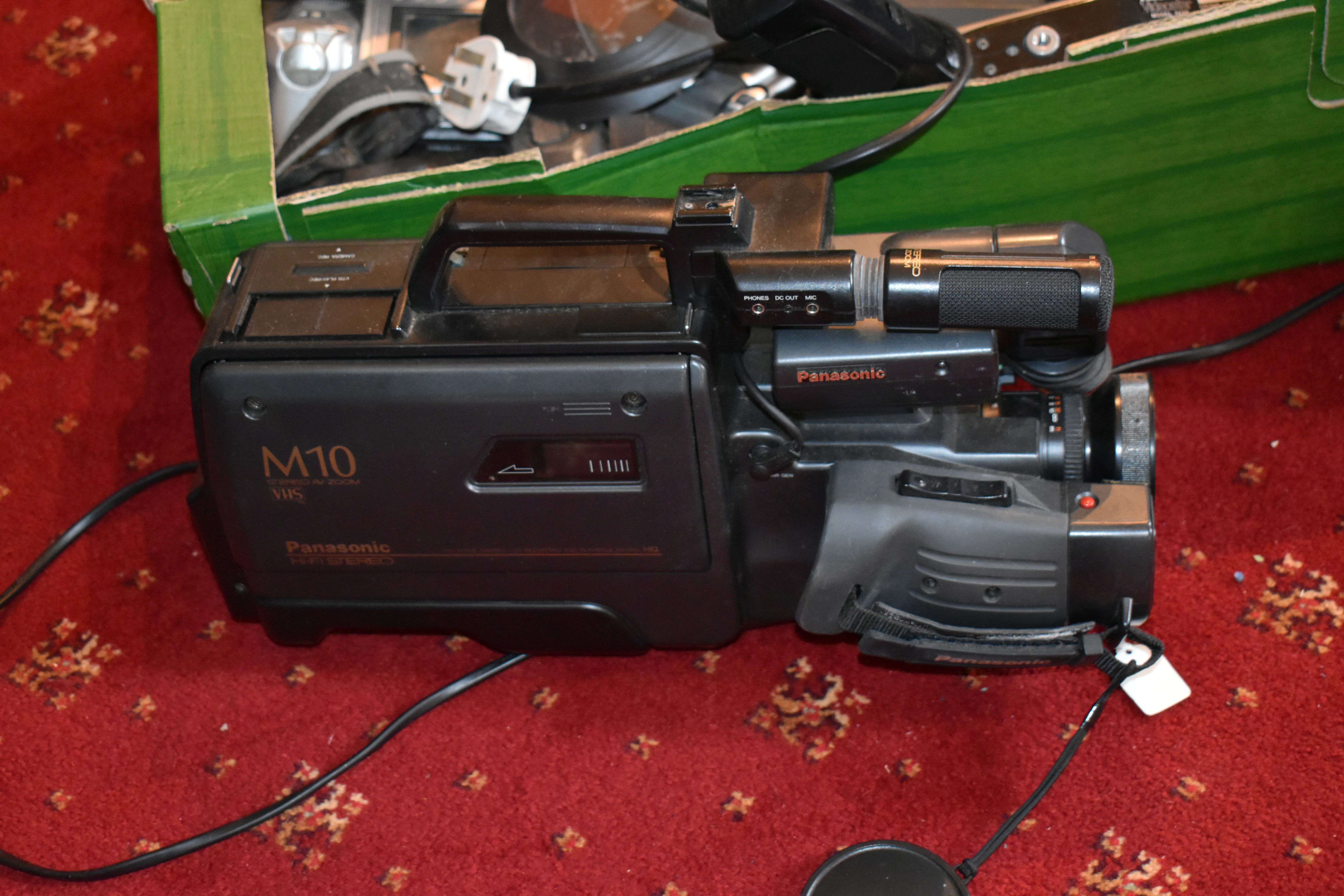 A TRAY AND A CASE CONTAINING VIDEO CAMERAS AND EQUIPMENT including a Panasonic M10, an Olympus VC101 - Image 3 of 5