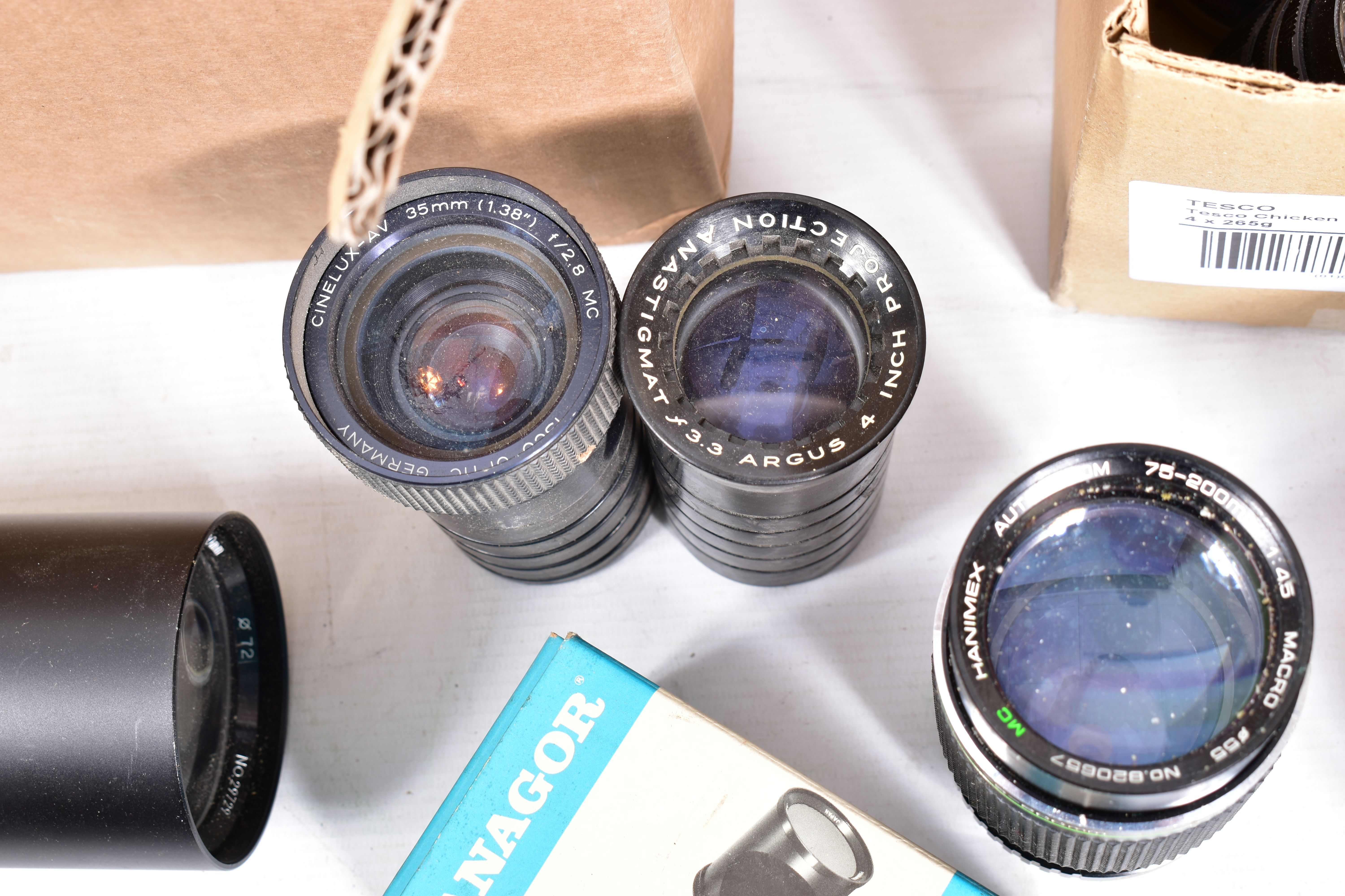 THREE TRAYS OF CAMERA LENSES by makers such as Palina, Prinzflex, Tokina, Hainimex. Kowa etc of - Image 7 of 8