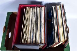 A TRAY CONTAINING APPROX SIXTY LPs AND SINGLES artists include Frank Sinatra, ABBA, Glenn Miller,