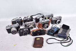 A TRAY CONTAINING YASHICA CAMERAS including five Minsters of different models, a Lynx 1000, a