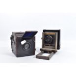 A SENECA POPULAR PRESSMAN BOX TYPE SLR CAMERA with a Butcher Anastigmat 6in f4.5 lens