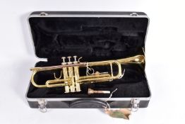 A PRELUDE BY BACH BRASS COLOURED CORNET Serial no AD17506004 with mouthpiece and case ( one valve