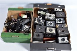 TWO TRAYS OF CORONET BOX AND FOLDING CAMERAS including two 3Ds, three Viscounts, an Ambassador, a