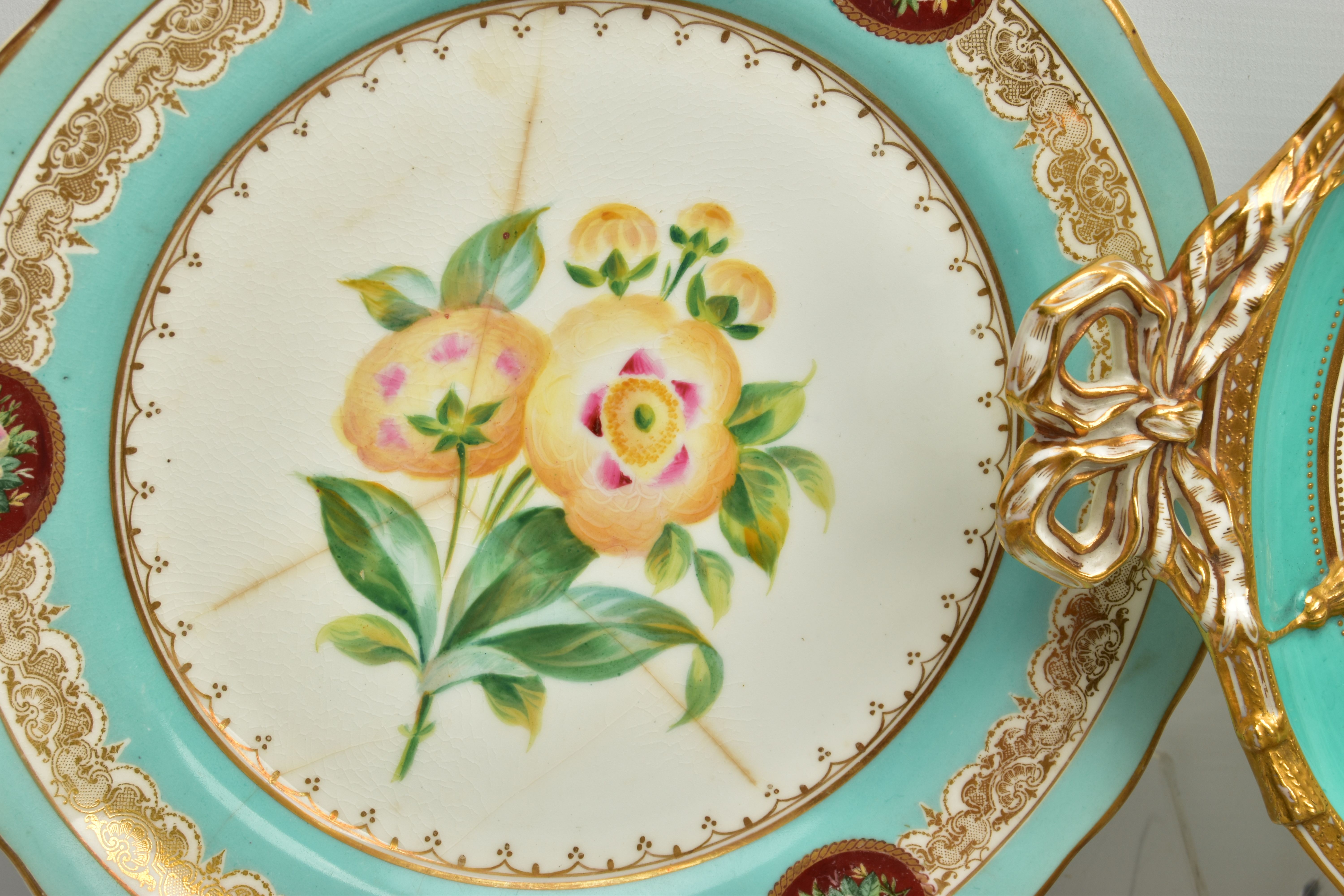 A VICTORIAN COALPORT TWIN HANDLED OVAL PLATTER AND A VICTORIAN PORCELAIN PART DESSERT SERVICE, the - Image 5 of 18
