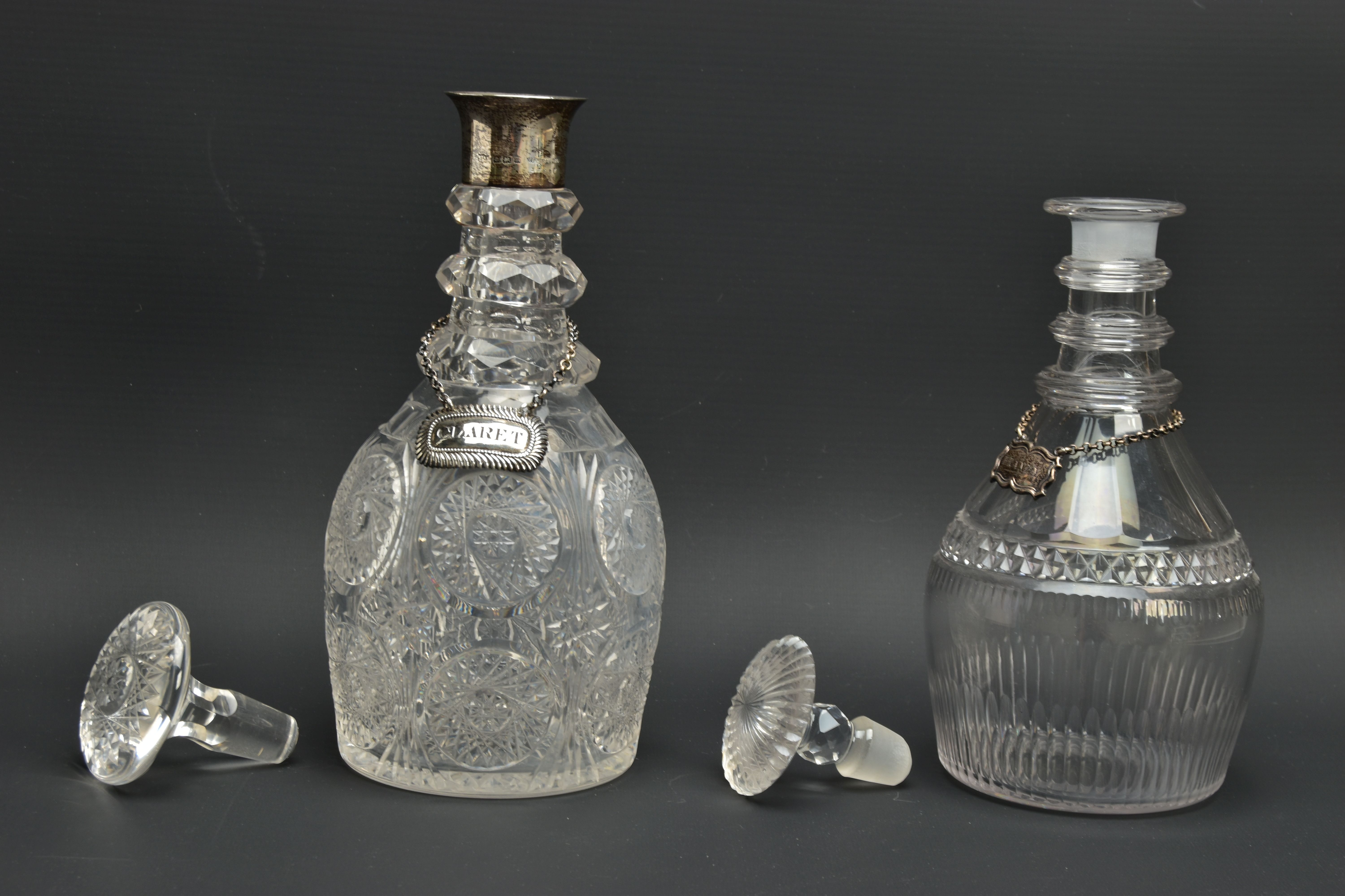 AN EARLY 19TH CENTURY PRUSSIAN SHAPED GLASS DECANTER AND A GEORGE V GLASS DECANTER, the early 19th - Image 9 of 15