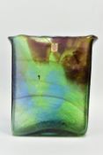 PER LUTKIN (1916-1998) FOR HOLMEGAARD, A RECTANGULAR LAVA GLASS VASE, signed to the base with