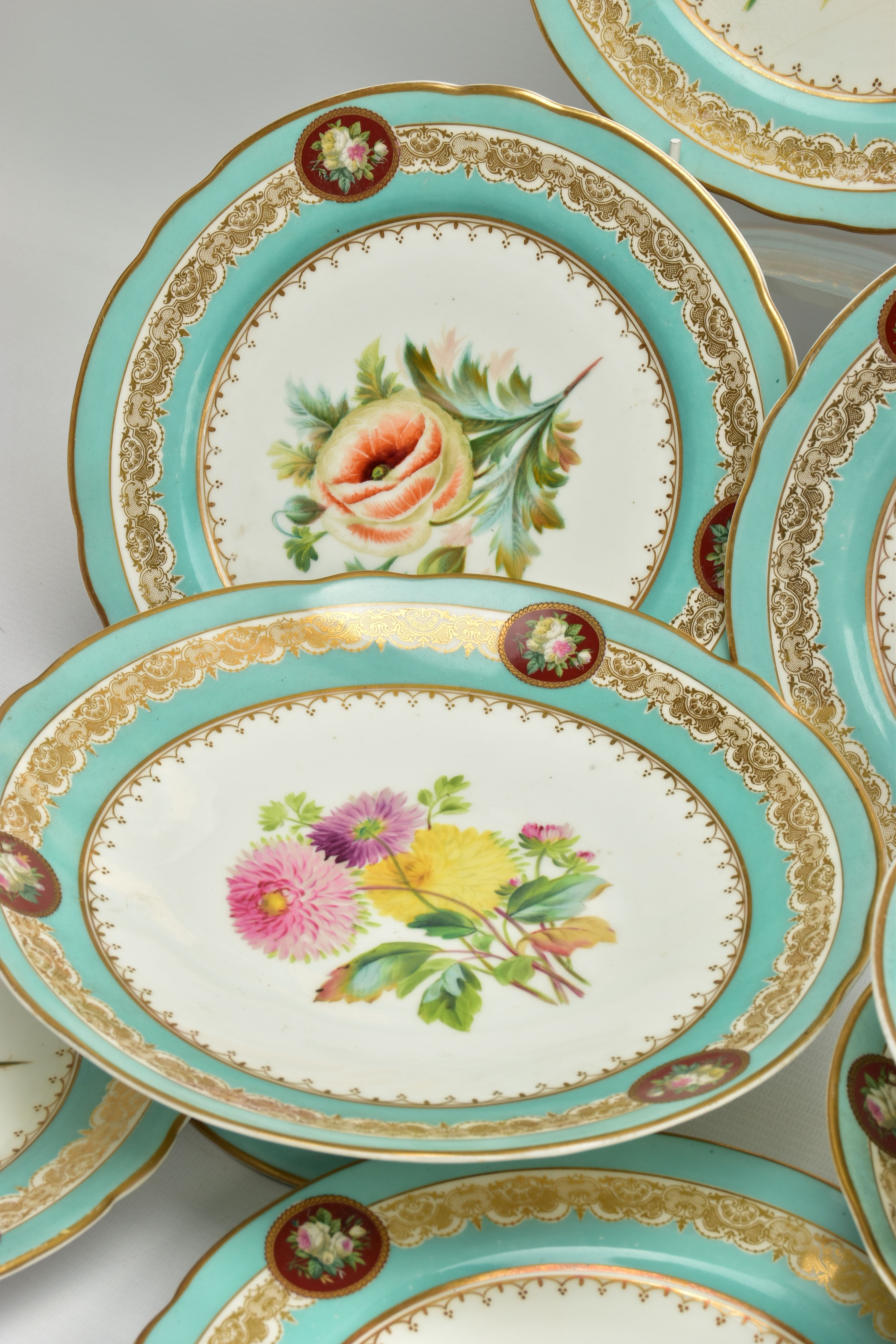 A VICTORIAN COALPORT TWIN HANDLED OVAL PLATTER AND A VICTORIAN PORCELAIN PART DESSERT SERVICE, the - Image 6 of 18