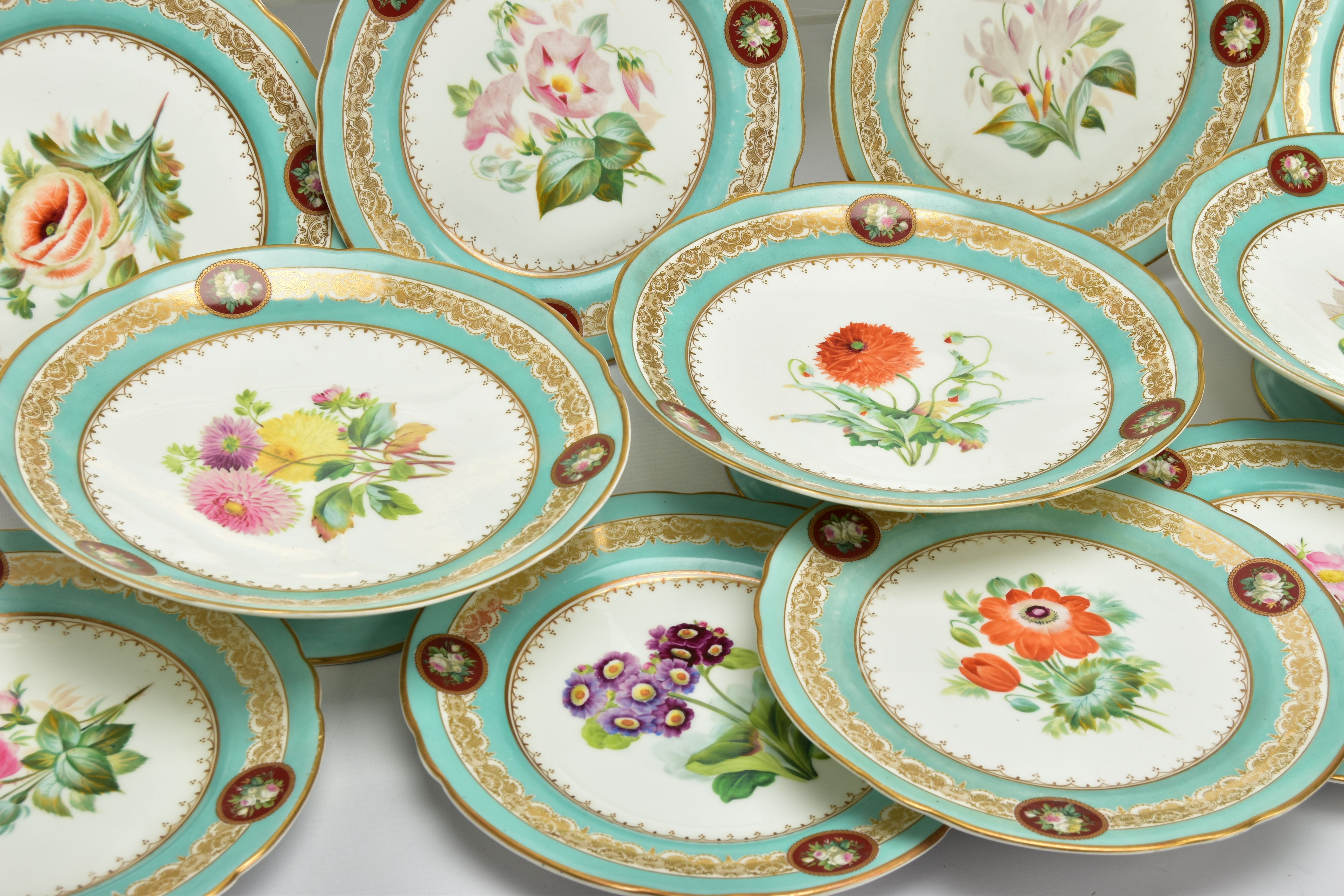 A VICTORIAN COALPORT TWIN HANDLED OVAL PLATTER AND A VICTORIAN PORCELAIN PART DESSERT SERVICE, the - Image 8 of 18