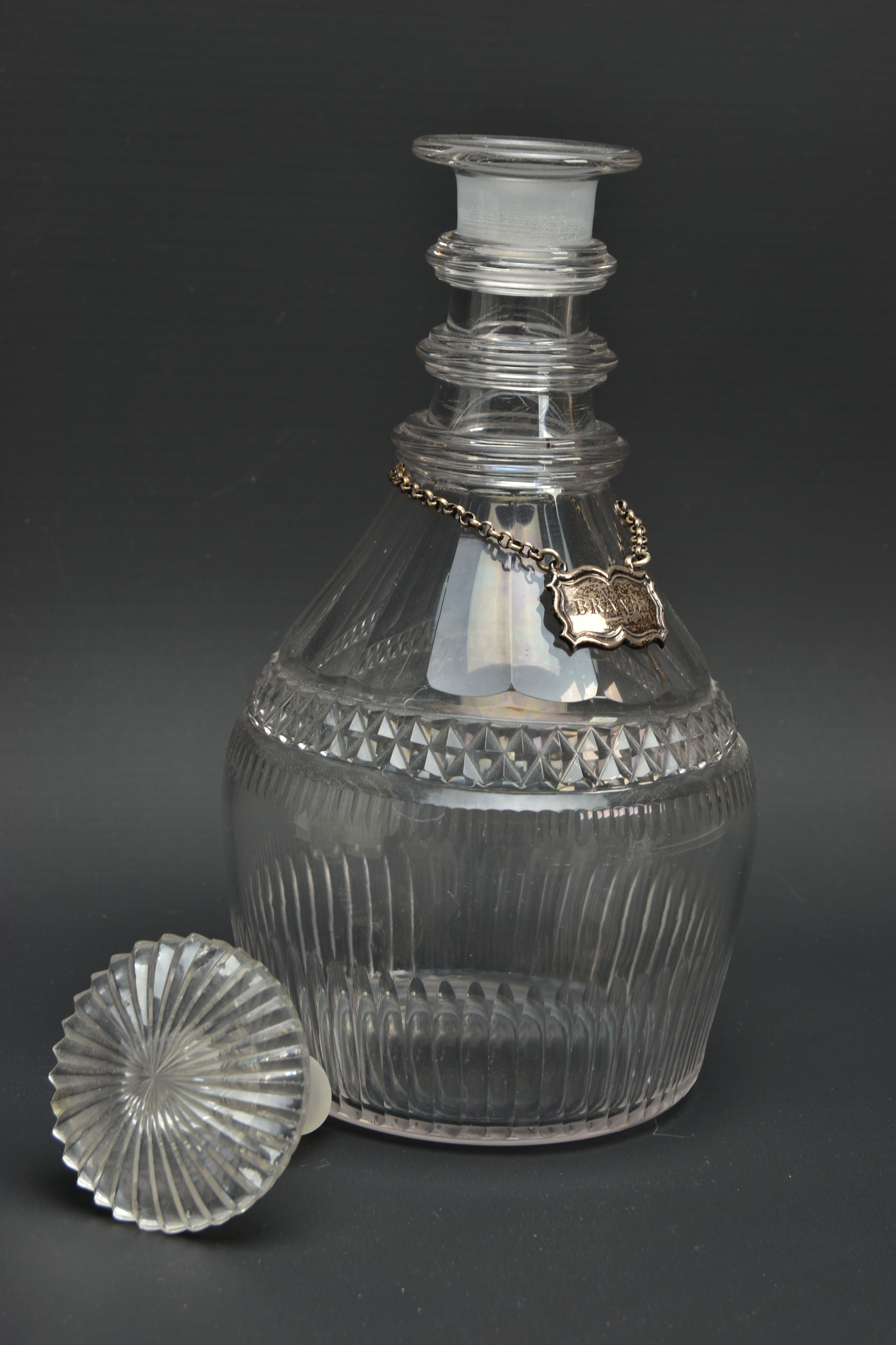 AN EARLY 19TH CENTURY PRUSSIAN SHAPED GLASS DECANTER AND A GEORGE V GLASS DECANTER, the early 19th - Image 13 of 15