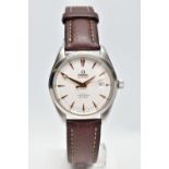 AN OMEGA SEAMASTER 'AQUA TERRA' WRISTWATCH, the matt cream dial, with rose gold tone luminescent