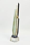 CHARLES BRAY (1922-2012) A GLASS MONOLITH SCULPTURE, incised Bray to the side of the base,