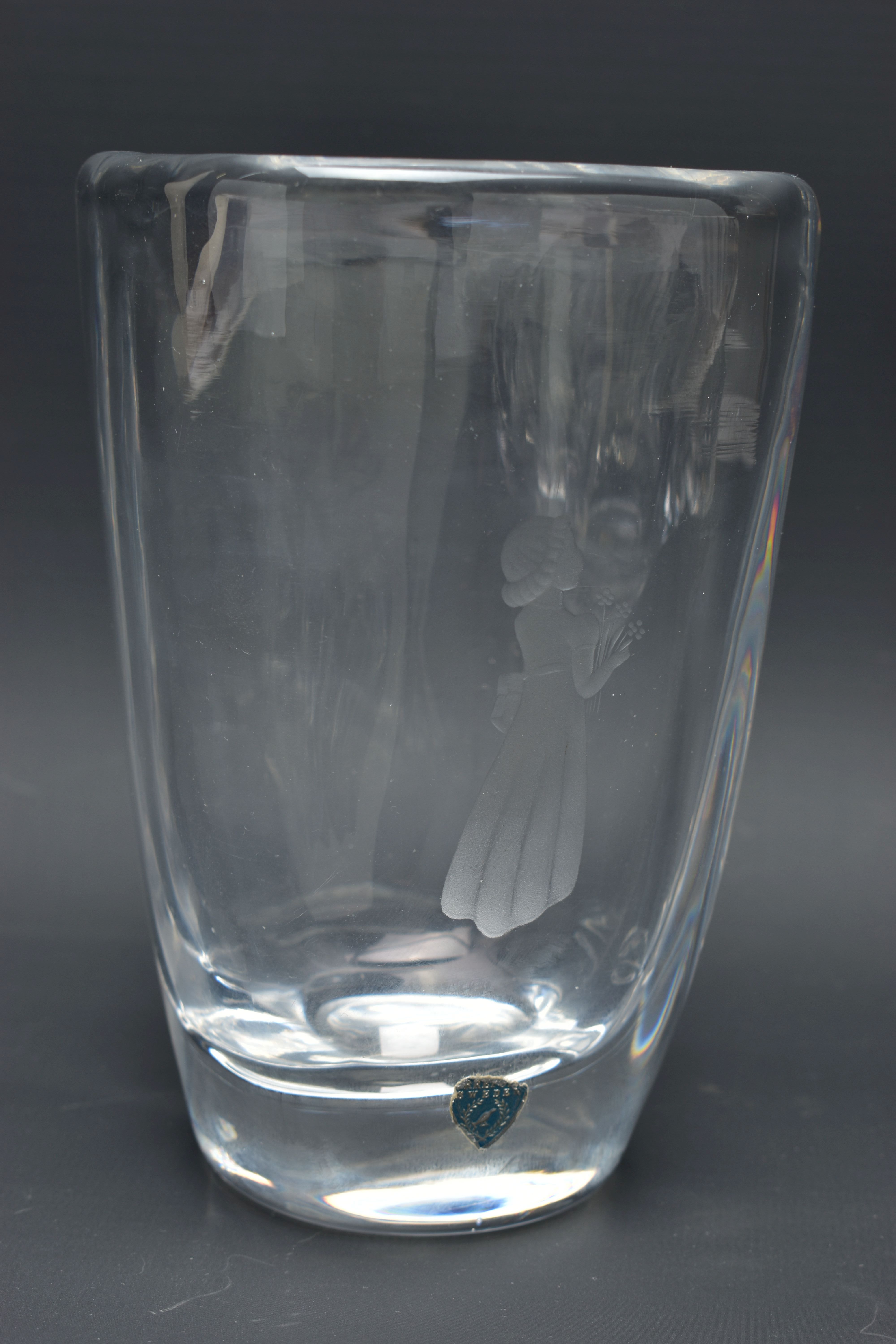 THREE PIECES OF ORREFORS GLASS, comprising a Corona bowl, the castellated panels are alternately - Image 3 of 14