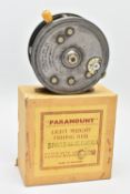 A HARDY SUPER SILEX SIZE 4 FISHING REEL, with ivorine handle and indicator, brass foot, Pat No's