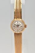 A MID TWENTEITH CENTURY OMEGA LADIES GOLD WRISTWATCH, a small round case measuring 15.4mm in